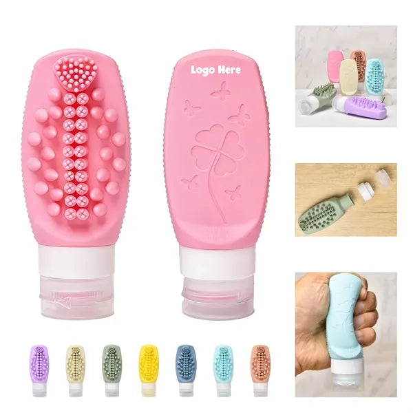 3Oz Silicone Travel Bottle With Massage Brush