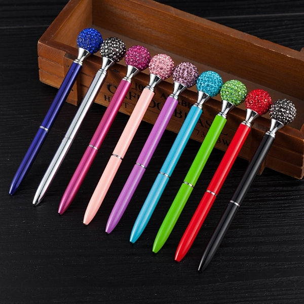 Rhinestones Crystal Metal Ballpoint Pens Black/Blue Ink