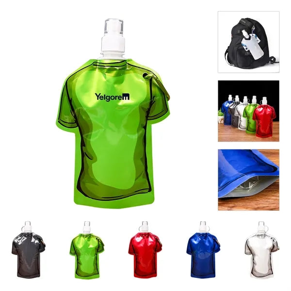T Shirt Shaped Flip Top Foldable Water Bottle W/Carabiner