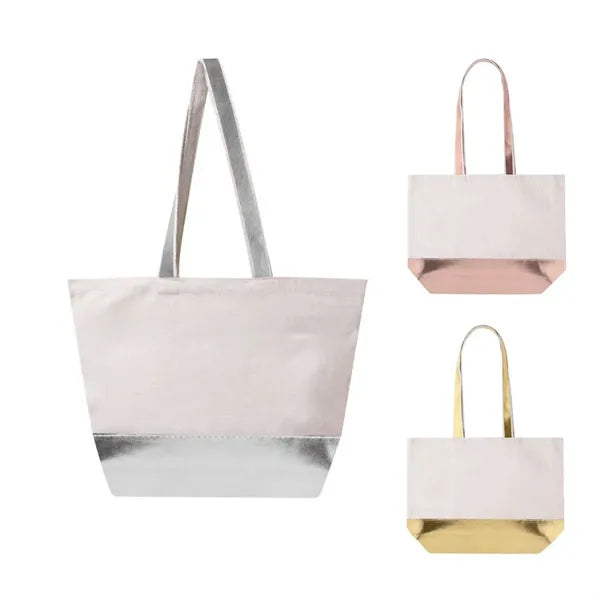 Metallic Faux Leather Beach Tote Bag