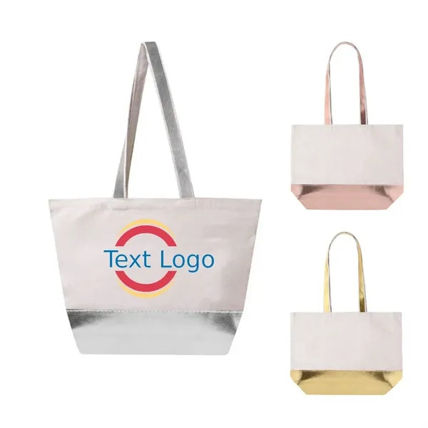Metallic Faux Leather Beach Tote Bag