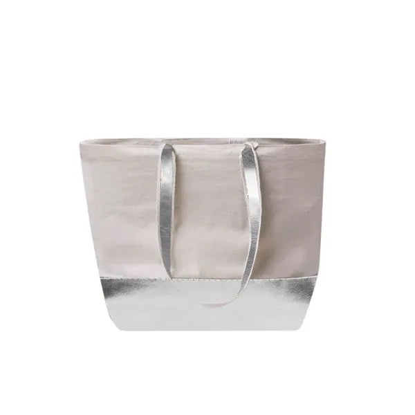 Metallic Faux Leather Beach Tote Bag