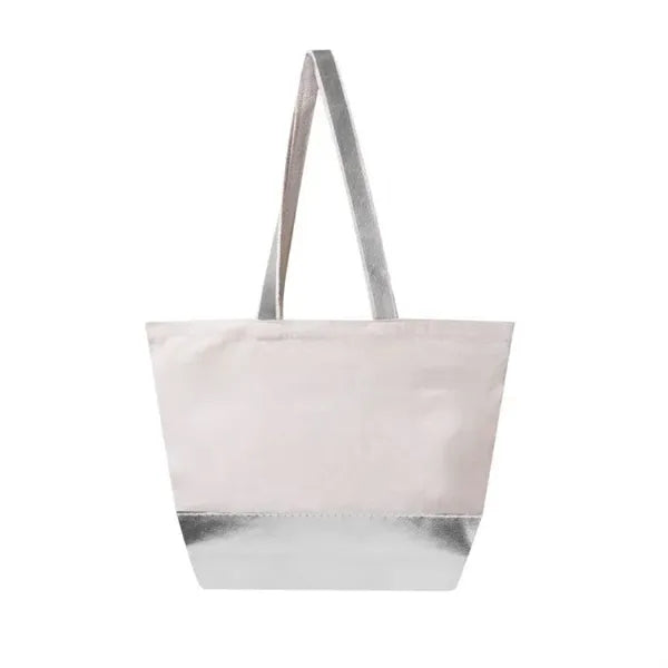 Metallic Faux Leather Beach Tote Bag