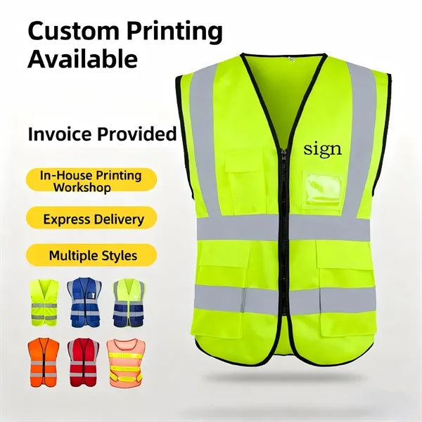 Reflective multi-pocket safety vest(customizable)