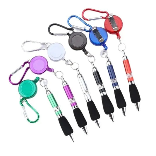 Metal Pen with Retractable Buckle and Carabiner