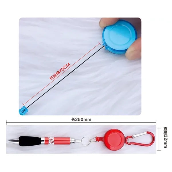 Metal Pen with Retractable Buckle and Carabiner