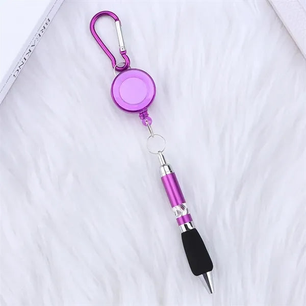 Metal Pen with Retractable Buckle and Carabiner