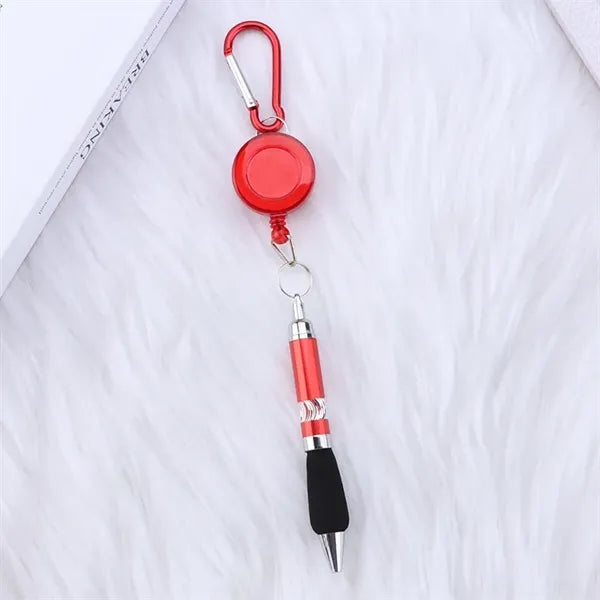 Metal Pen with Retractable Buckle and Carabiner