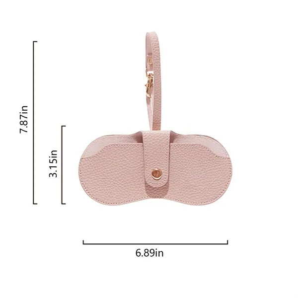 Portable luxury soft leather sunglasses case with keychain