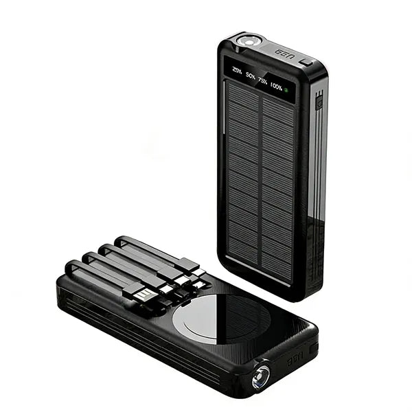20000mah Solar Charger Power Bank With Built-In 4 Cables