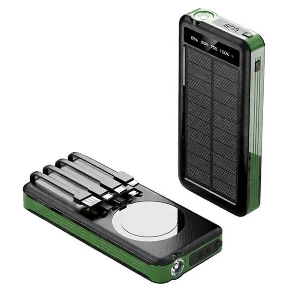 20000mah Solar Charger Power Bank With Built-In 4 Cables