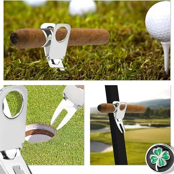 Magnetic Golf Cart Cigar Holder Clip Divot Tool Ball Marker