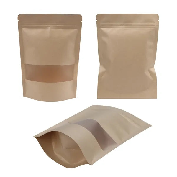Resealable Kraft Paper Bag Food Storage W/ Clear Window