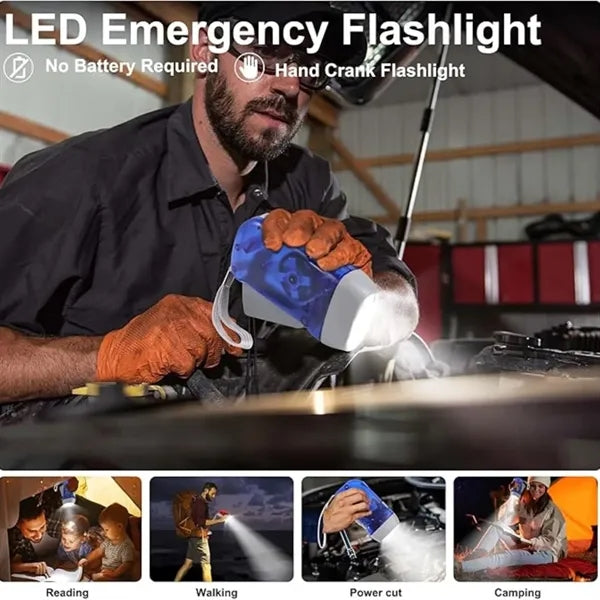 Portable Hand Crank Wind Up Emergency Flashlight for Camping