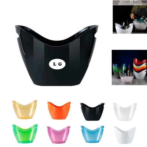 8L Transparent Plastic Boat Shape Ice Bucket Chiller