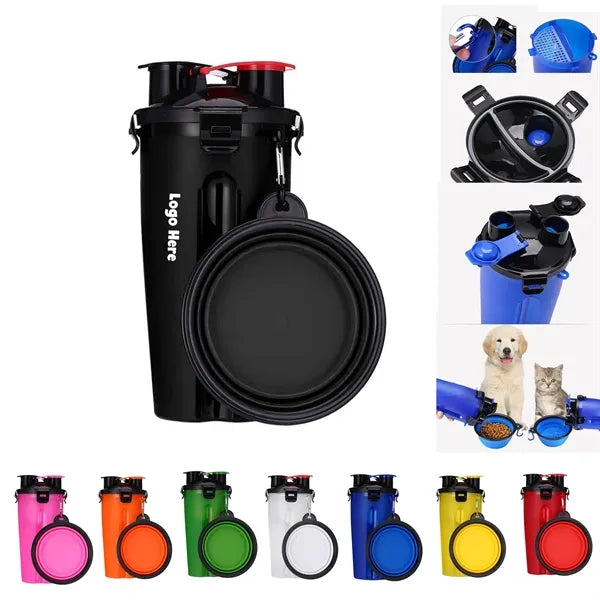 Outdoor Pet Food Water Cup Set With Collapsible Bowl