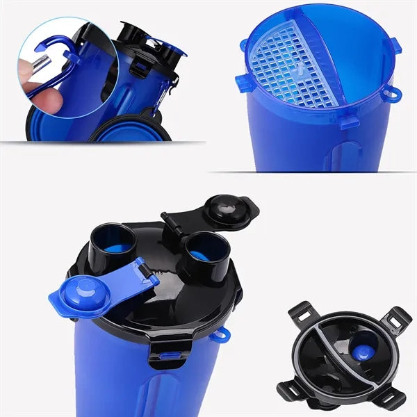Outdoor Pet Food Water Cup Set With Collapsible Bowl