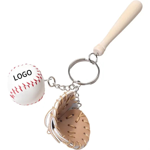 Baseball Three Piece Keychain Set