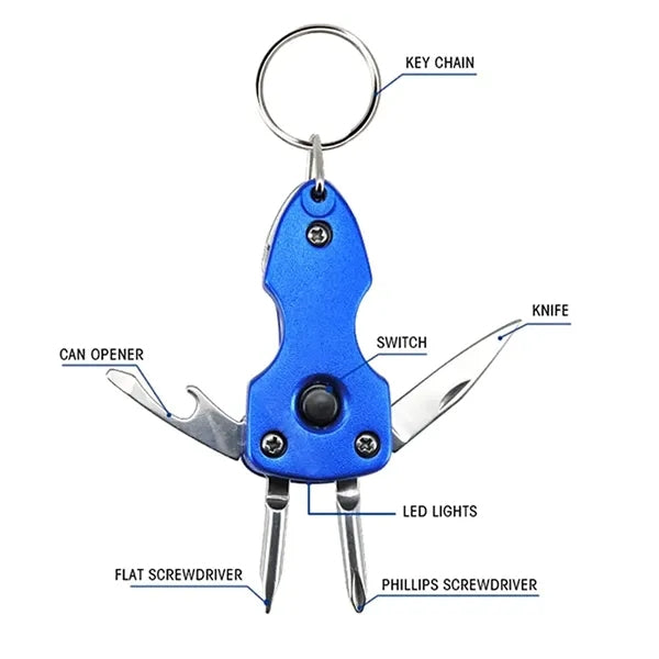 6 in 1 Multi Function Tool With Keychain