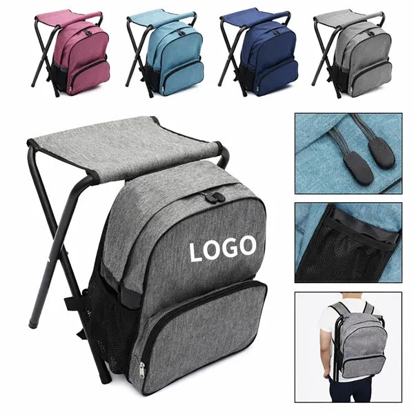 Backpack With Foldable Stool And Storage Compartments