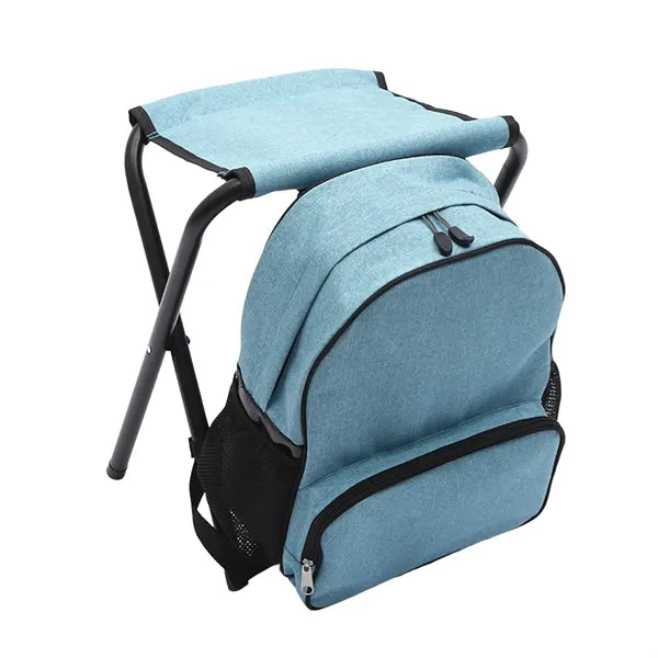 Backpack With Foldable Stool And Storage Compartments