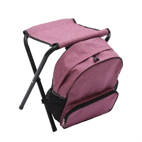 Backpack With Foldable Stool And Storage Compartments