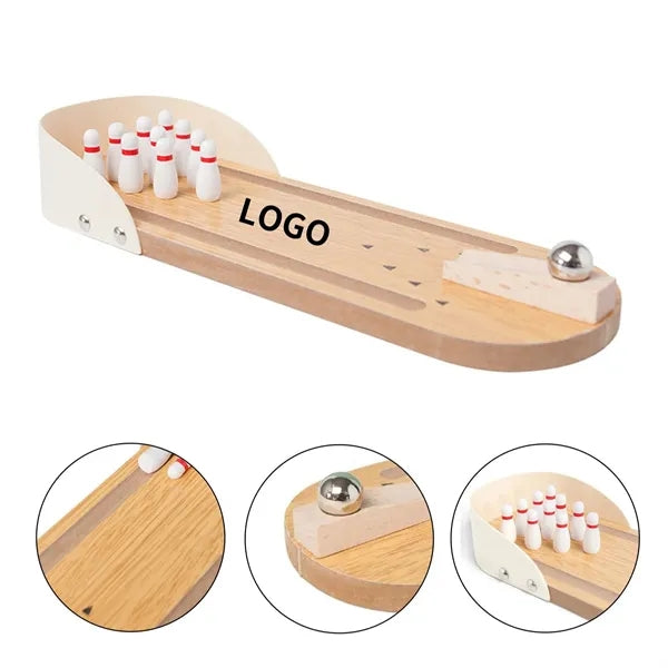 Wooden Mini Bowling Game Tabletop Set