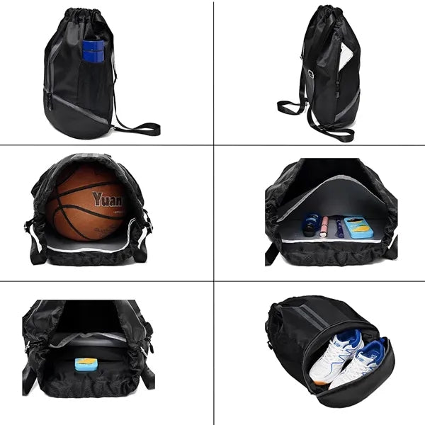 Drawstring Sports Backpack With Shoe Compartment