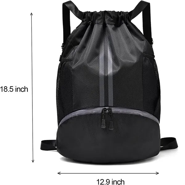 Drawstring Sports Backpack With Shoe Compartment