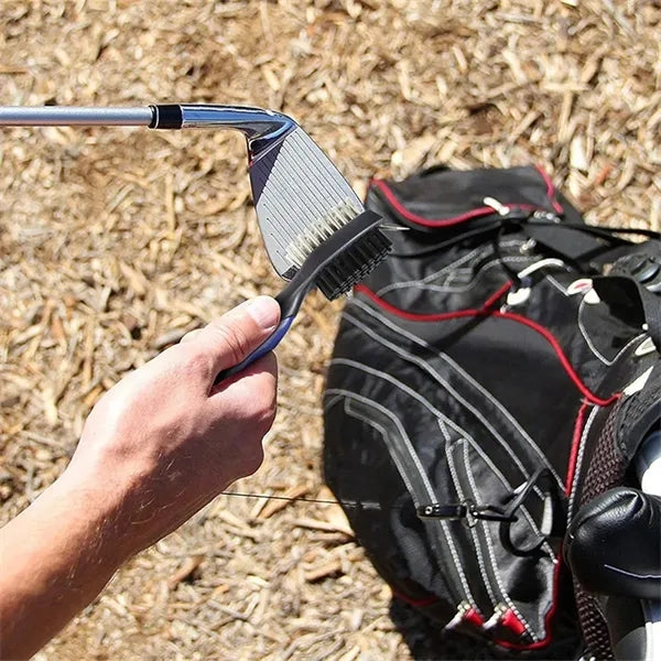 Golf Club Brush Cleaner Retractable Dual-Bristle