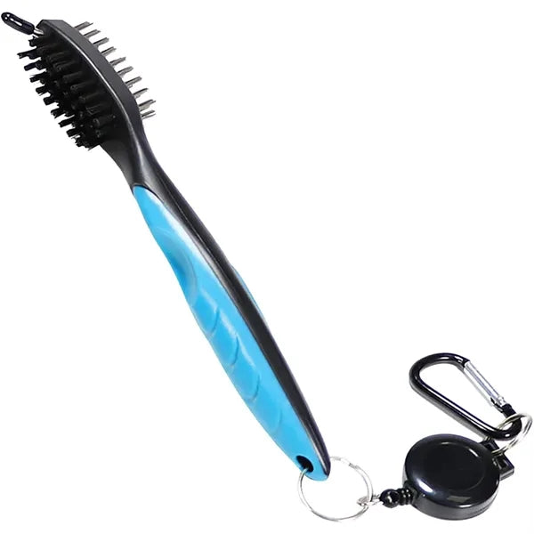 Golf Club Brush Cleaner Retractable Dual-Bristle
