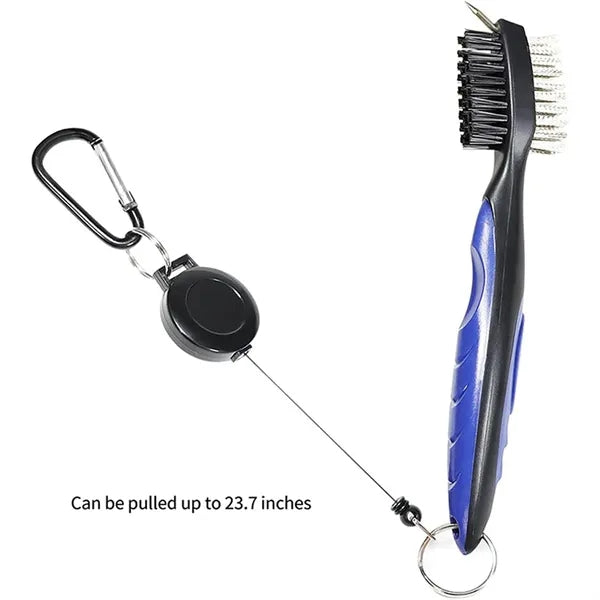 Golf Club Brush Cleaner Retractable Dual-Bristle