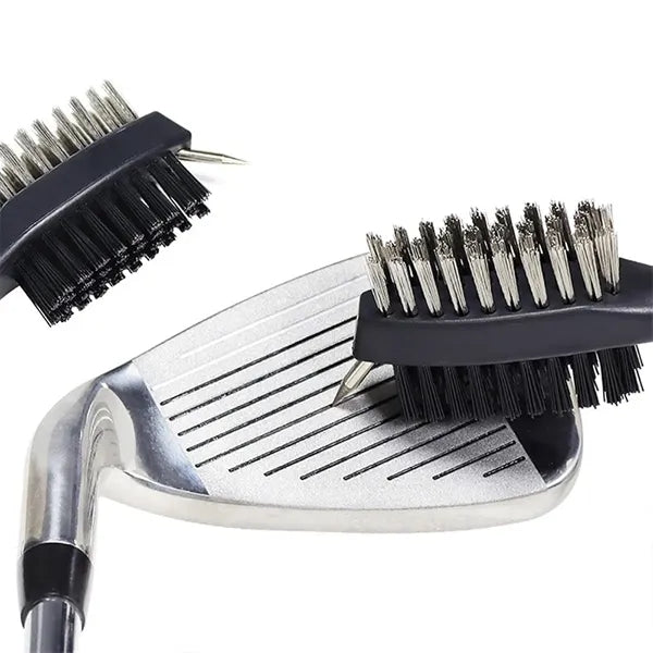 Golf Club Brush Cleaner Retractable Dual-Bristle