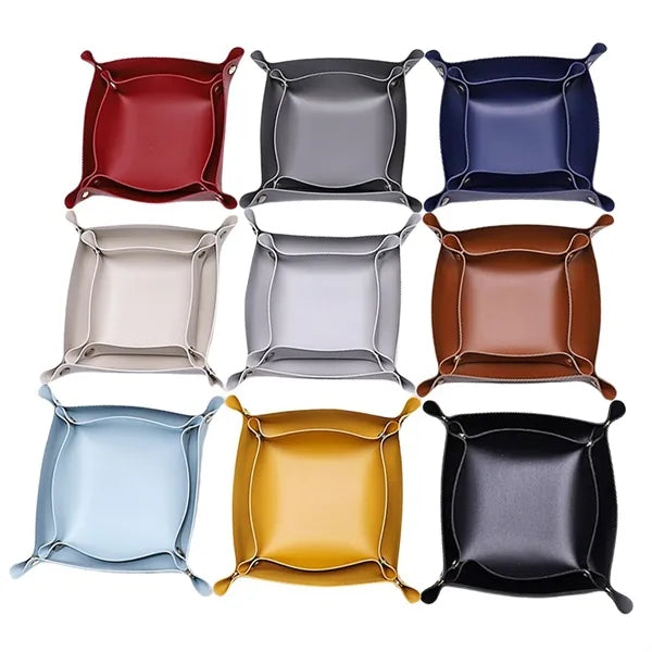Foldable PU Leather Desk Sundries Storage Tray