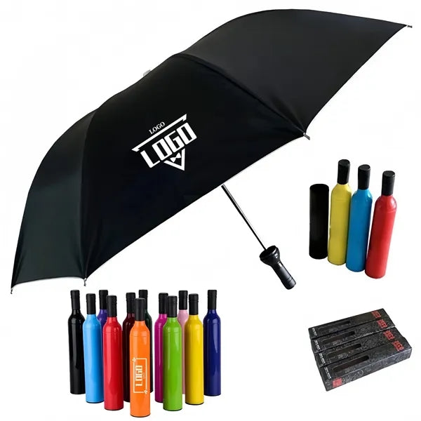 Wine Bottle Shape Folding Umbrella