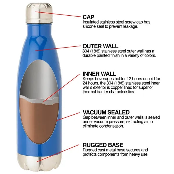 Solana 17 oz. 304 Stainless Steel Vacuum Bottle with Copp...