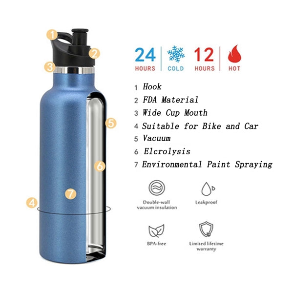 Double Wall Stainless Steel Water Bottle with Straw