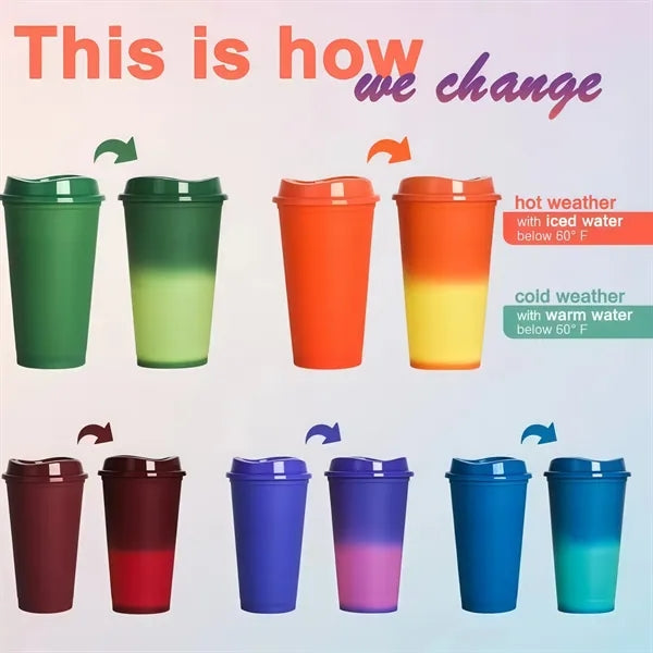 16 oz Hot Color Changing Cups With Lids