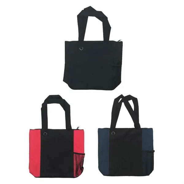 Two Tone Nylon Utility Tote W/ Mesh Pocket & Earbud Port