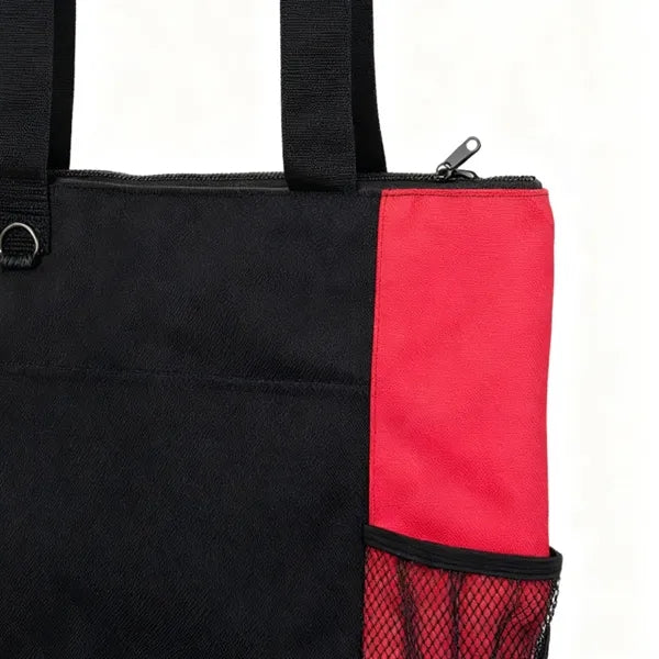 Two Tone Nylon Utility Tote W/ Mesh Pocket & Earbud Port