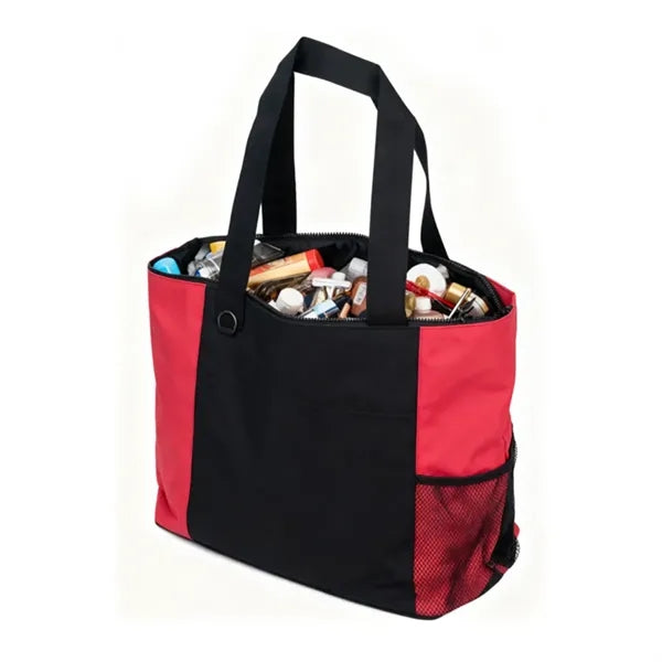 Two Tone Nylon Utility Tote W/ Mesh Pocket & Earbud Port