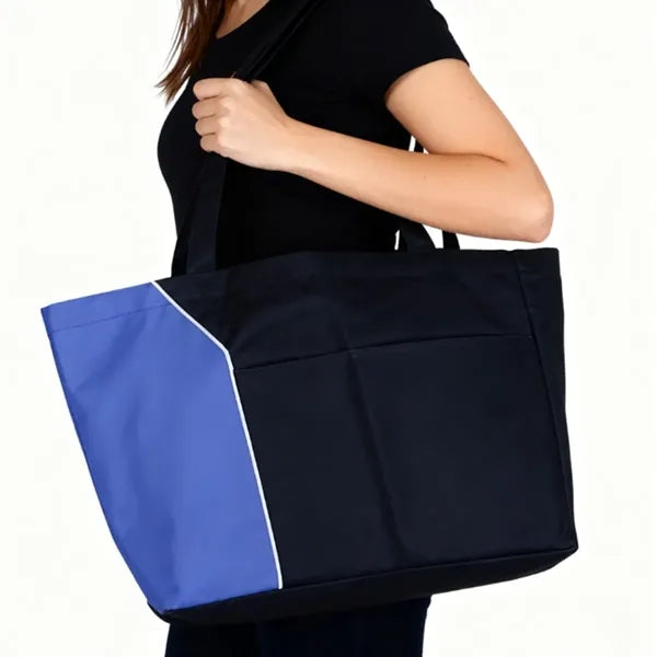 Two Tone Nylon Convention Tote Bag with Front Pocket