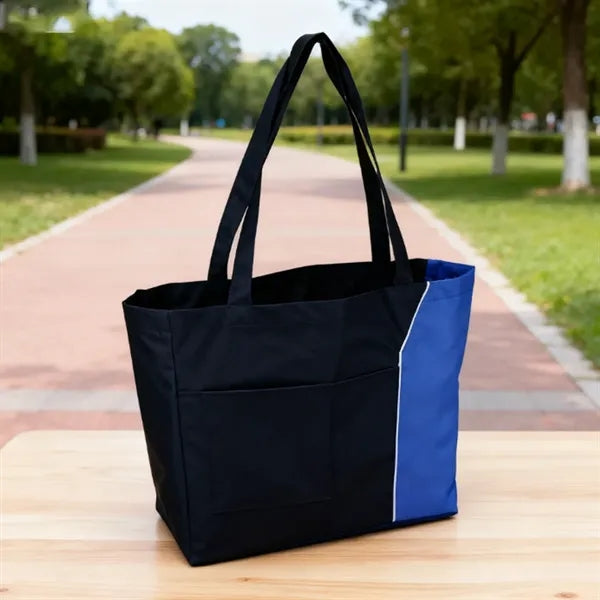 Two Tone Nylon Convention Tote Bag with Front Pocket