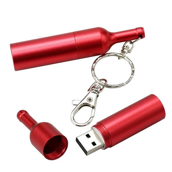 USB 2.0 Flash Drives Metal Red Wine Bottle Memory Stick Wate