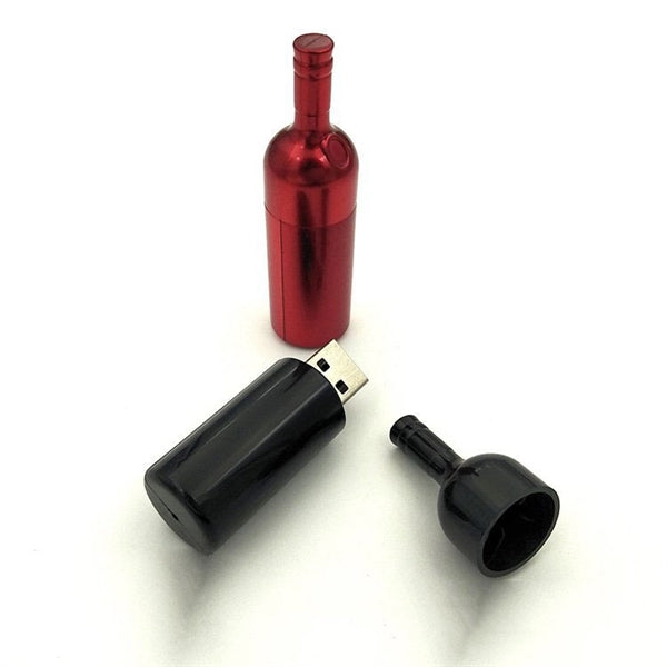 USB 2.0 Flash Drives Metal Red Wine Bottle Memory Stick Wate