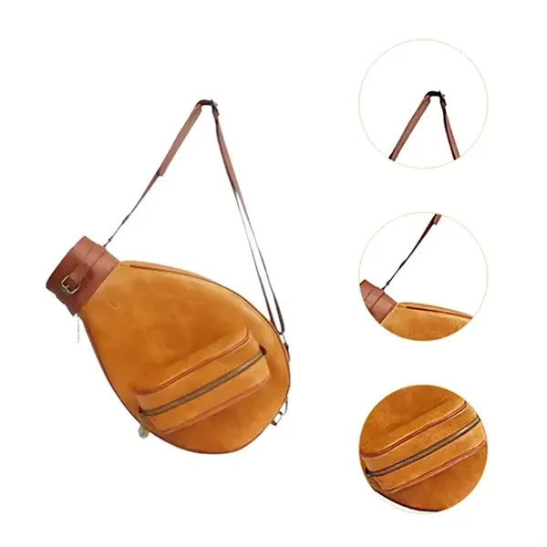 Vintage Leather Tennis Racket Bag with Strap