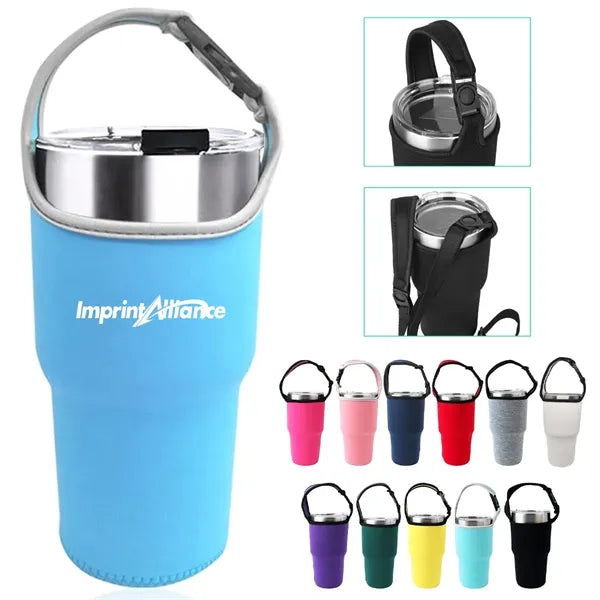 30oz. Neoprene Tumbler Sleeve with Handle Strap
