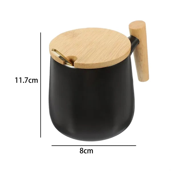 15 oz. Ceramic Coffee Mug with Bamboo Lid and Spoon