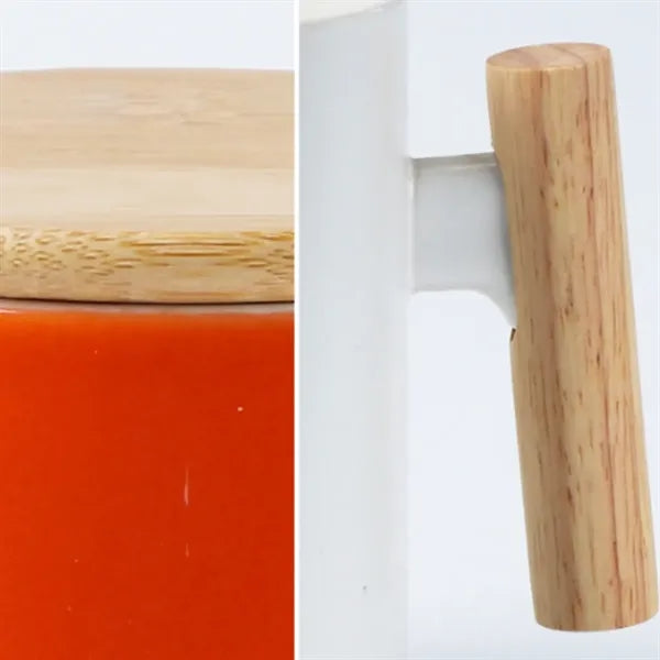 15 oz. Ceramic Coffee Mug with Bamboo Lid and Spoon
