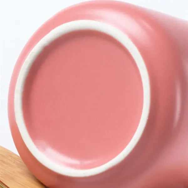 15 oz. Ceramic Coffee Mug with Bamboo Lid and Spoon